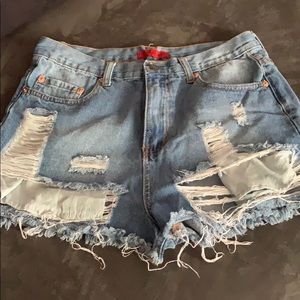 High waisted denim shorts